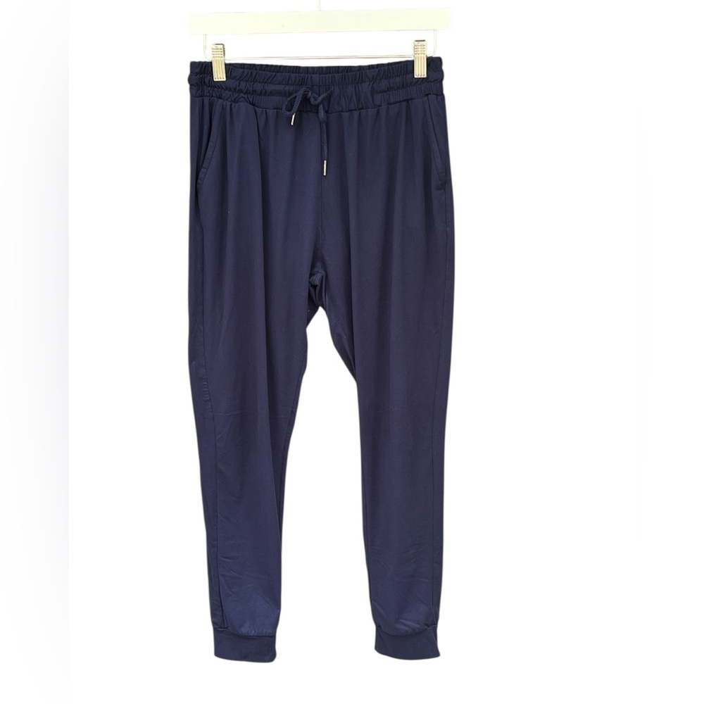 Navy Blue Jogger Pants | Size L | Stretch Drawstring Waist - Preloved